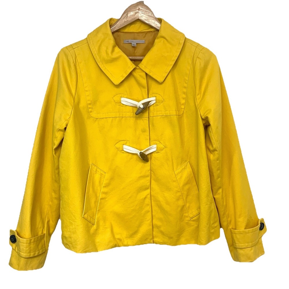 Gap Butter Yellow Jacket Woman Small Toggle Pockets 100% Cotton‎ Casual Retro
